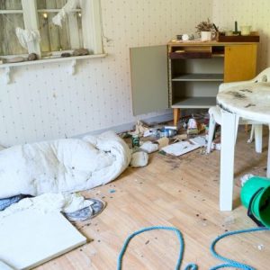 A room with many items on the floor